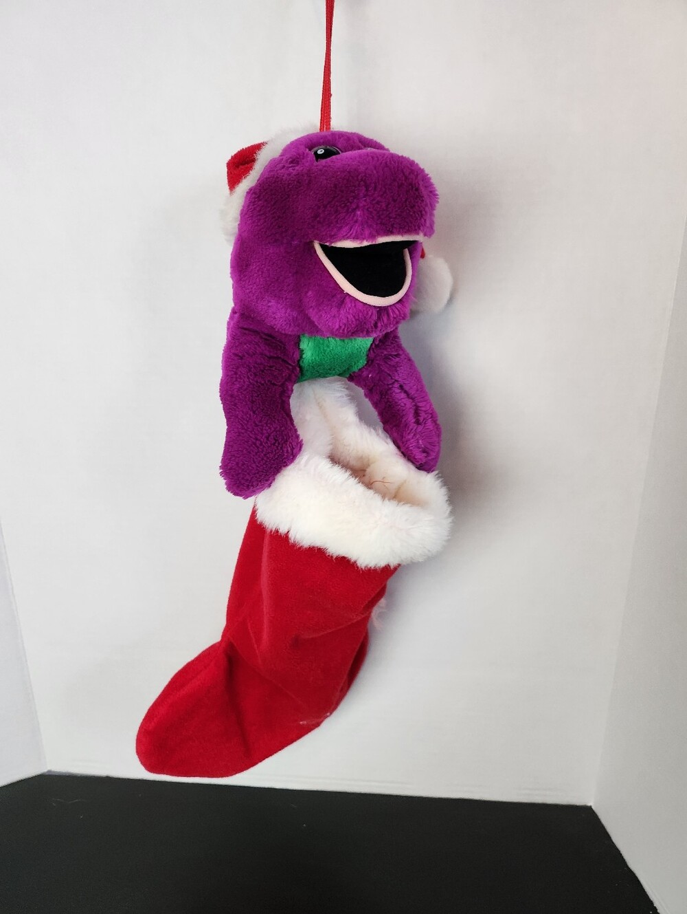 Vintage Plush Barney Christmas Stocking 90s - Picture 2 of 10